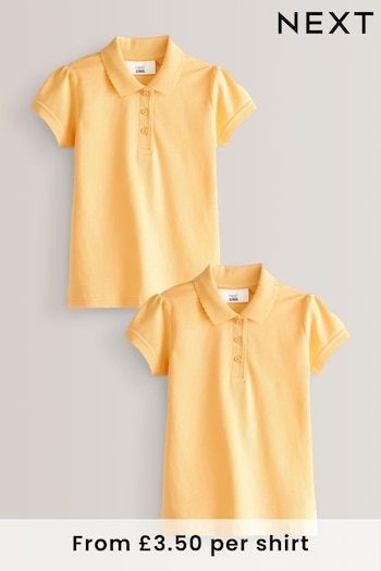 Yellow 2 Pack Cotton Short Sleeve Polo Shirts (3-16yrs) (T40839) | £7 - £12.50
