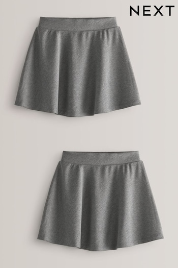 Grey 2 Pack Jersey Stretch Pull-On Waist School Skater Skirts (3-17yrs) (T40841) | £16 - £26