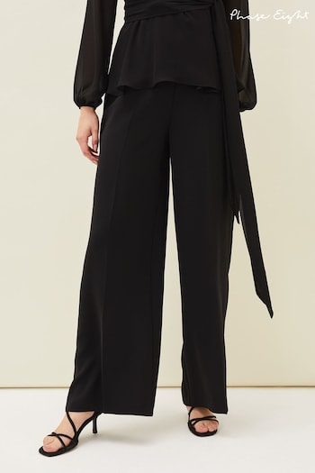 Phase Eight Black Florentine Wide Leg Trousers (T41074) | £85