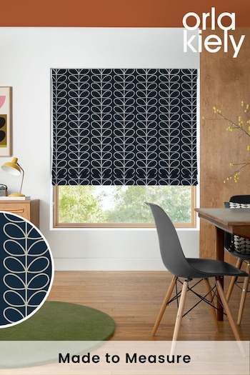 Orla Kiely Navy Whale Linear Stem Made to Measure Roman Blind (T41167) | £79