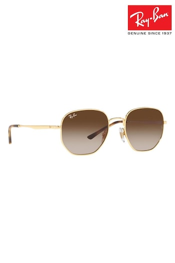 Ray-Ban Brown Hexagonal rectangular Sunglasses (T41734) | £129