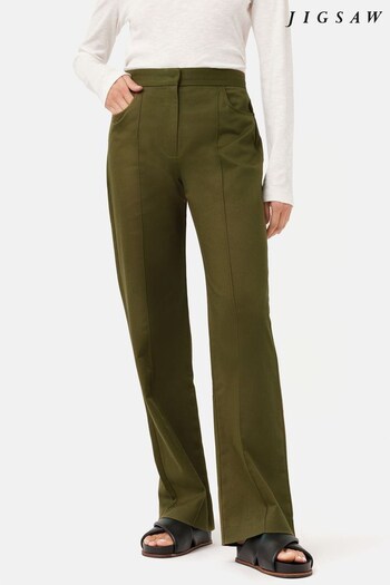 Jigsaw Green Cotton Drill Harris Chino Trousers (T43105) | £110