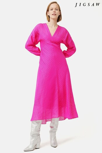 Jigsaw Pink Silk Linen Gauze Maxi Dress (T43107) | £295