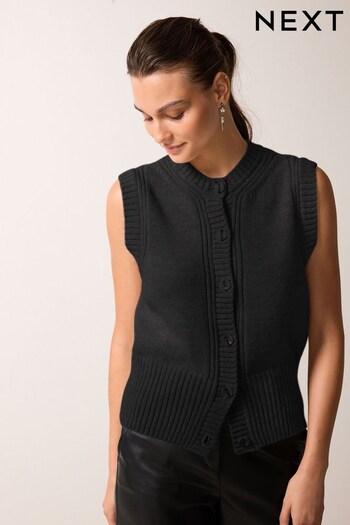 Black Knitted Button Waistcoat (T43592) | £36