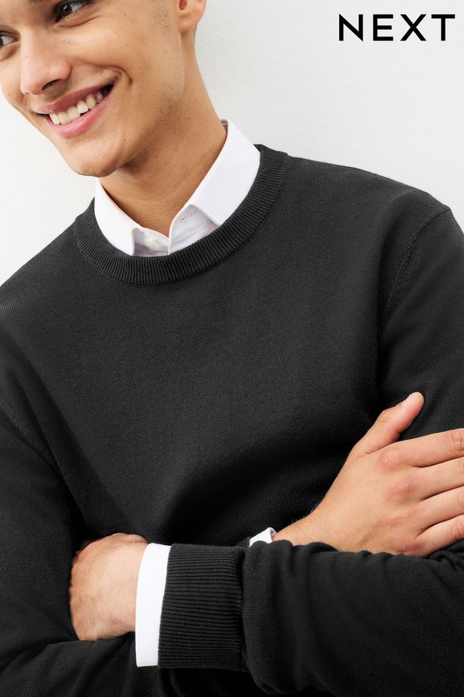 Black crew neck sweater mens new arrivals