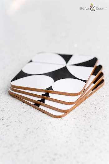 Beau And Elliot Set of 4 White Monochrome Brokenhearted Coasters (T43709) | £12