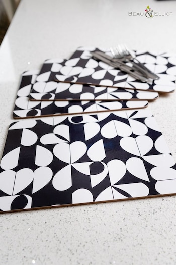 Beau And Elliot Set of 4 White Monochrome Brokenhearted Placemats (T43710) | £25