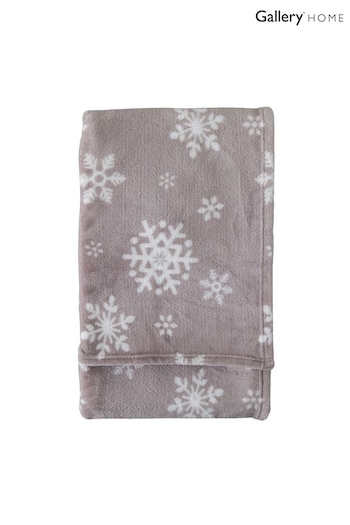 Gallery Home Natural Christmas Snowflake Natural Flannel Fleece Throw (T43886) | £12