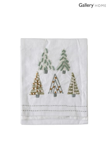 Gallery Home White Embroidered Trees Table Runner 2.5 Metres (T43891) | £35