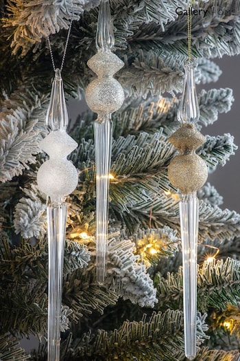 Gallery Home Christmas Teardrop Glitter Assorted Decorations (T44063) | £13