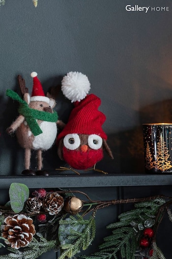Gallery Home 2 Pack Red Christmas Ramsey Robin With Hats (T44082) | £15