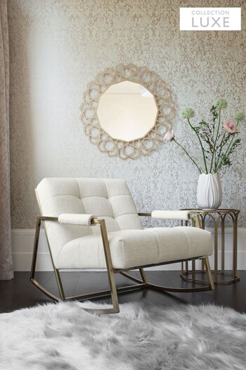 Tweedy Plain Light Natural Kai Collection Luxe Rocking Accent Chair (T44336) | £350