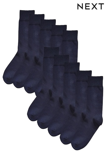 Navy Blue Logo 10 Pack Embroidered Lasting Fresh Socks (T44406) | £22