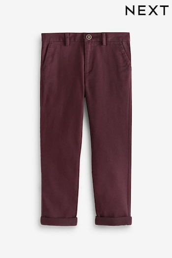 Plum Purple Regular Fit Stretch Chino cuffed Trousers (3-17yrs) (T44830) | £10 - £15