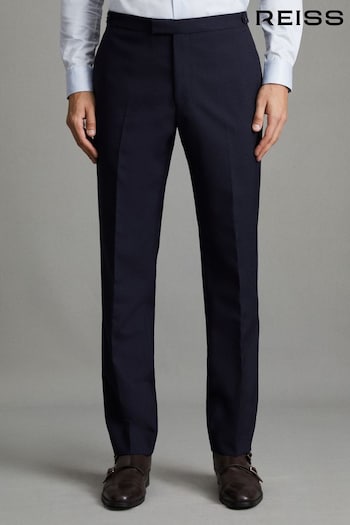 Reiss Navy Bold Slim Fit Wool Trousers Netherlands (T44852) | £148