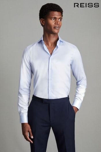 Reiss Soft Blue Storm Slim Fit Two-Fold Cotton Shirt (T44949) | £88