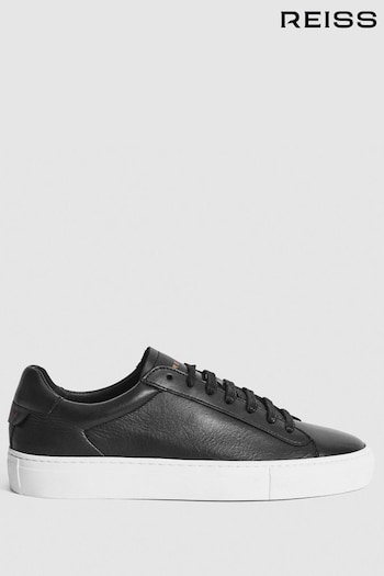 Reiss Black Finley Leather Trainers (T46539) | £128
