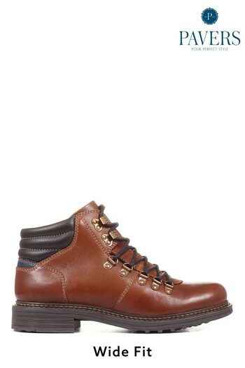 Pavers Brown Wide Fit Leather Hiker Ankle Boots (T46931) | £65