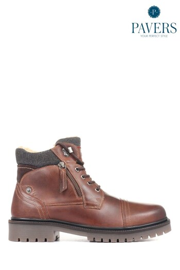 Pavers Brown Wide Fit Lace-Up Leather Ankle Boots (T46937) | £70
