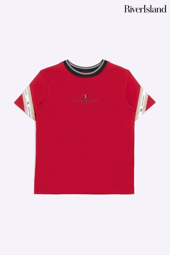 River Island Red Sports Ringer Taped T-Shirt (T48107) | £12 - £16