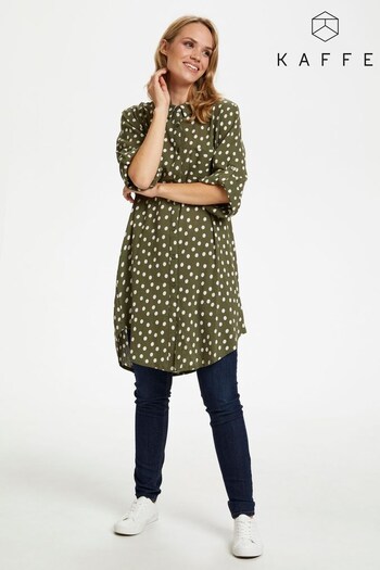 Kaffe Womens Natural Kavivian Loose Fit Dot Shirt Dress (T48310) | £40