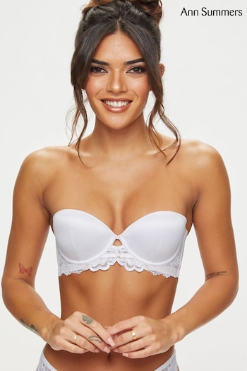 Ann Summers The Icon Strapless Padded Satin Multiway Balcony White Bra (T48480) | £36