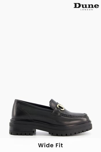 Dune London Wide Fit Gallagher Chunky Snaffle Trim Black Loafers (T48559) | £90