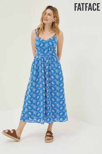 FatFace Blue Jayden Broderie Midi Dress (T49274) | £98