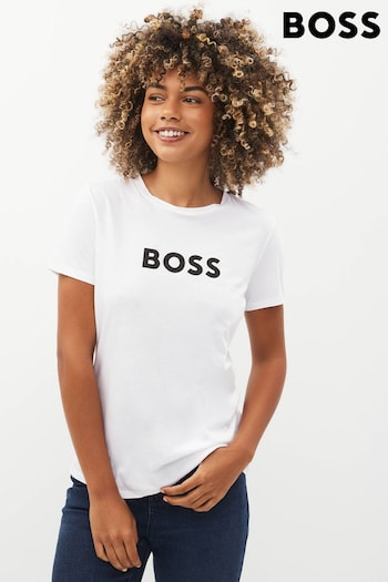BOSS White Logo Print T-Shirt (T49280) | £59