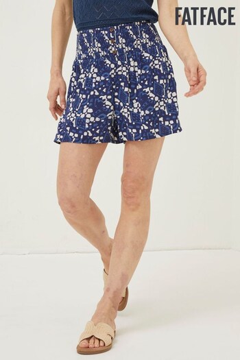 FatFace Blue Geo Batik Shirred Shorts (T49323) | £35