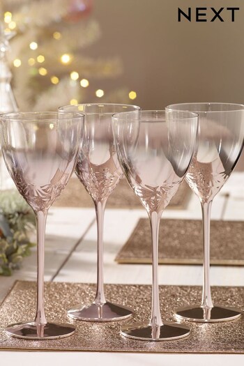 Rose Gold Celine Set of 4 Wine Glasses (T49465) | £36