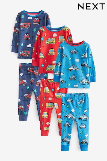 Red/Blue Emergency Transport Snuggle Pyjamas 3 Pack (9mths-12yrs) (T49684) | £26 - £32