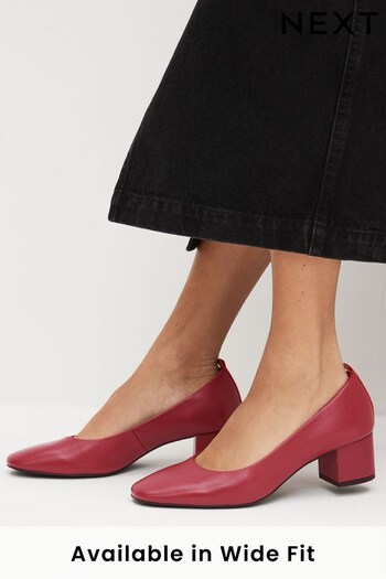 Red Regular/Wide Fit Forever Comfort® Leather Low Block Heel Shoes (T49732) | £44