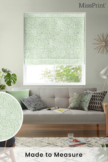 MissPrint Green Nazca Made to Measure Roman Blind (T49756) | £79