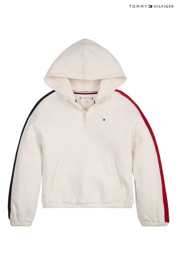 Tommy Hilfiger Cream Cable Knit Hoodie (T49791) | £65 - £75