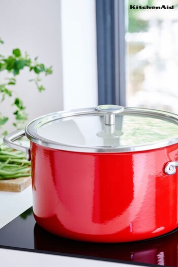 KitchenAid Red Enamel on Steel 24cm Casserole Dish (T50297) | £109