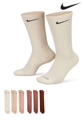 Nike Brown Everyday Cushioned Training Crew Socks 6 Pack (T50329) | £28