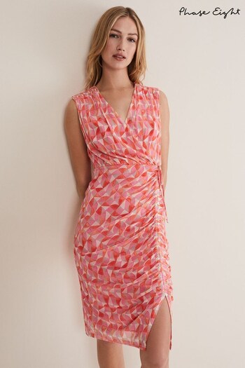 Phase Eight Pink KHY Geo Wrap Mini Dress (T50400) | £99
