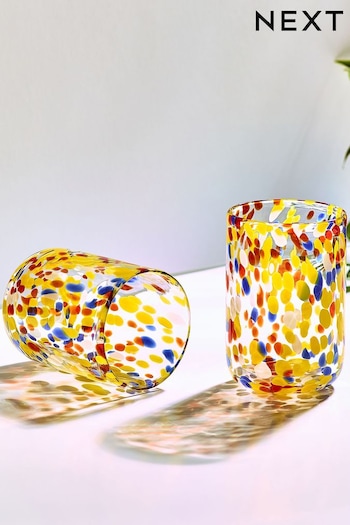 Multi Set of 2 Bright Confetti Tumbler Glasses (T50894) | £16