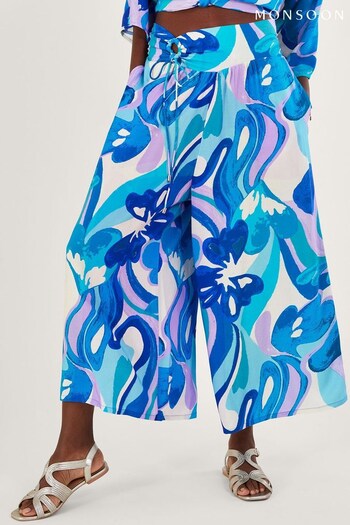 Monsoon Blue Swirl Print Trousers (T50907) | £49