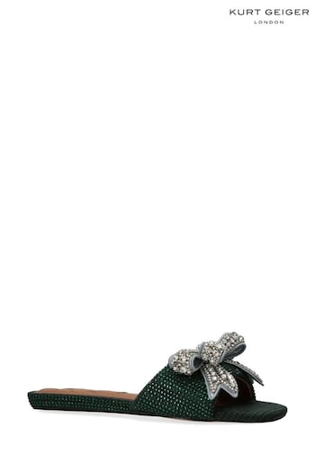 Kurt Geiger London Green Kensington Bow Flat Sandals (T50920) | £169