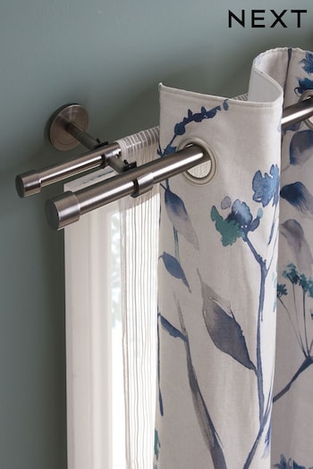 Pewter Grey Extendable Double Curtain & Voile Pole Kit (T50933) | £45 - £65