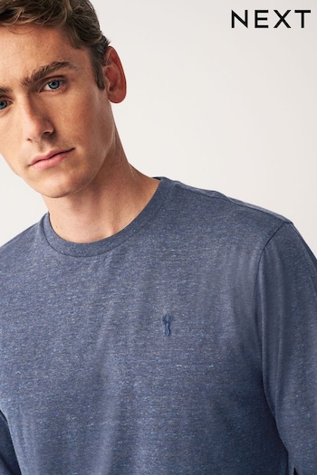Navy Blue Long Sleeve Stag Marl T-Shirt (T51009) | £16