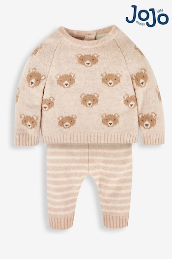 JoJo Maman Bébé Stone Bear Baby Knit Set (T51042) | £30