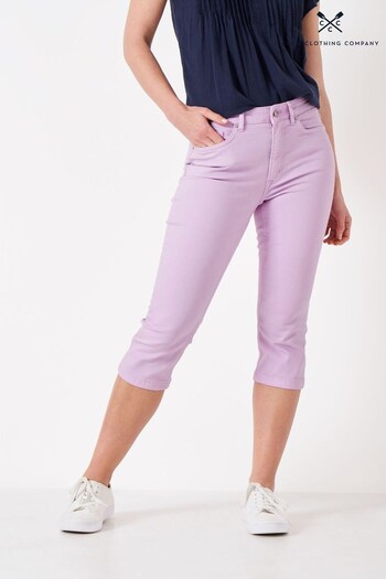 Crew Clothing Company Purple Cotton Regular Casual Crop Trousers (T51071) | £55