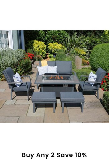 Leisuregrow Grey Garden Milano Lounge Set with Gas Firepit Table (T51142) | £2,000