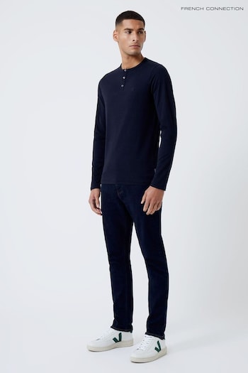 French Connection Dark Navy Henley Long Sleeve T-Shirt (T51276) | £14