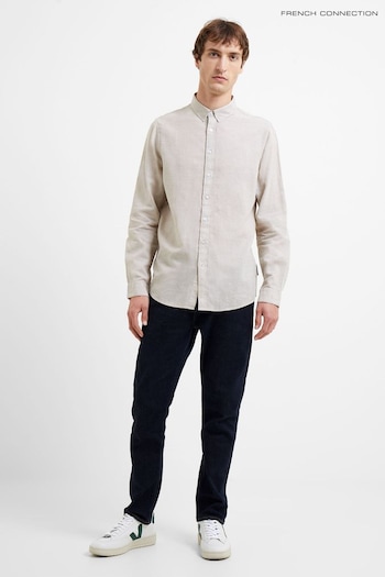 French Connection Sand Linen Long Sleeve Shirt (T51303) | £40