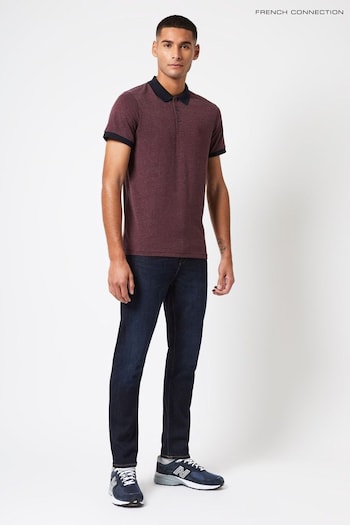 French Connection Bordeaux/Navy Contrast Collar Polo (T51328) | £25