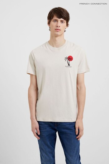French Connection Natural Japanese Palm Graphic T-Shirt (T51347) | £25